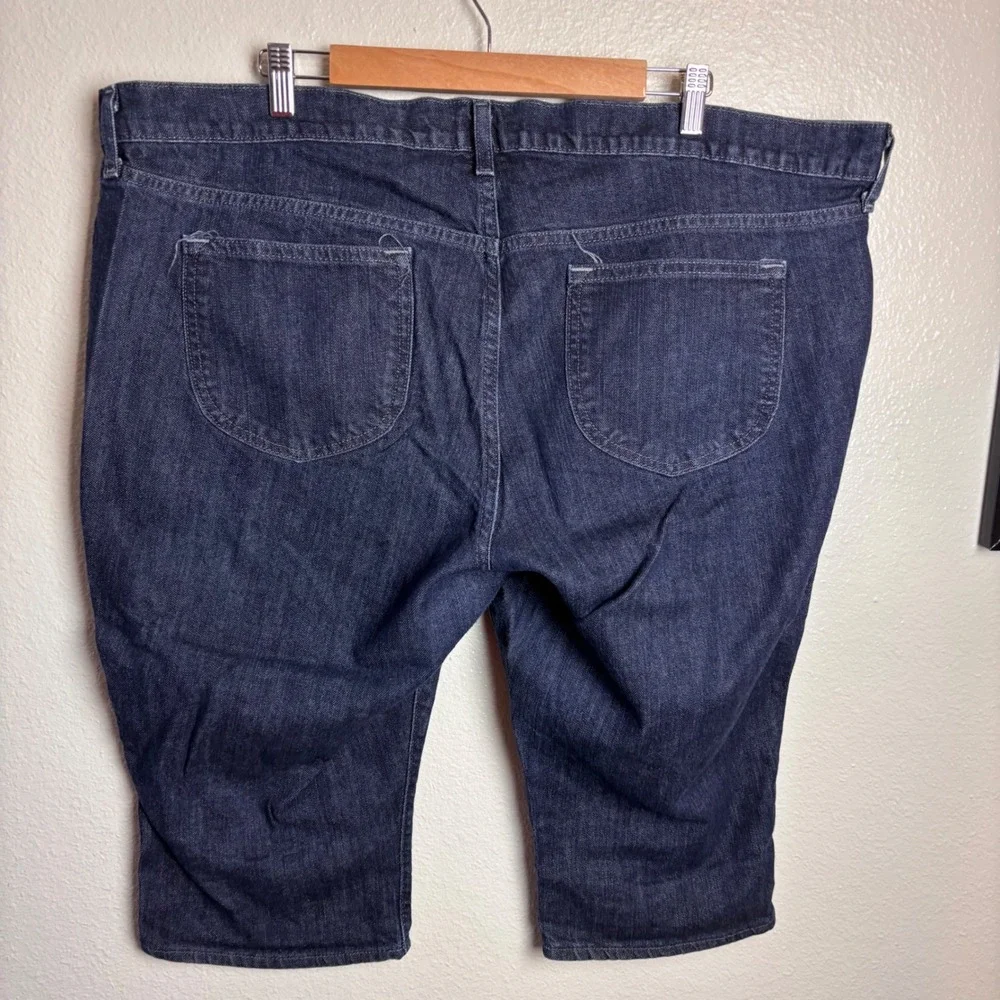 Old Navy Womens 20 Dark Wash Denim Bermuda Shorts Long Jorts Plus Size Stretch